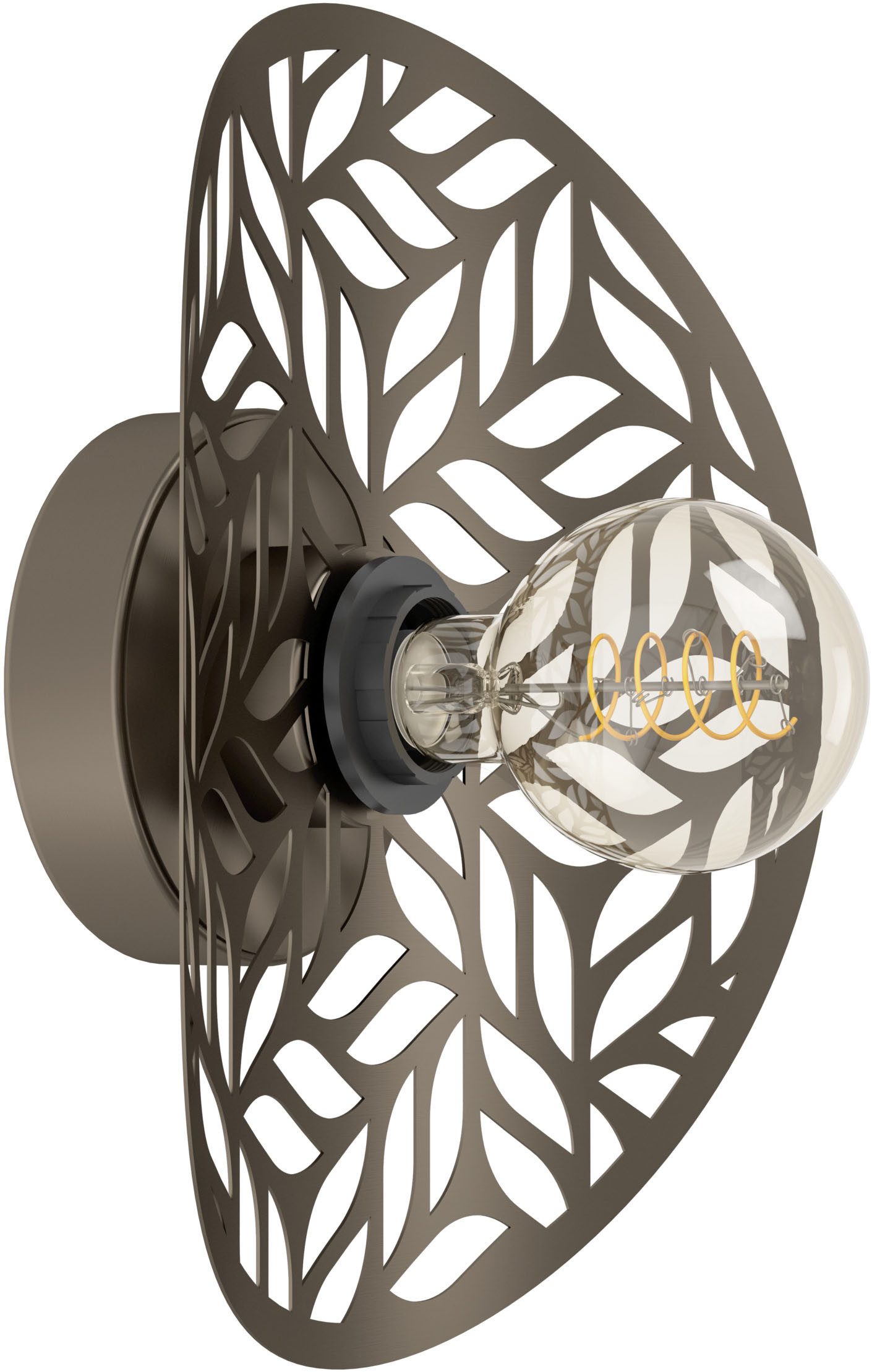 EGLO Wandleuchte SWABY Wandlampe - Stahl - E27 - 1X60W - IP20, ohne Leuchtmittel, Lampe, tolles Licht- und Schattenspiel, L30 x H30 x AL10,5 cm