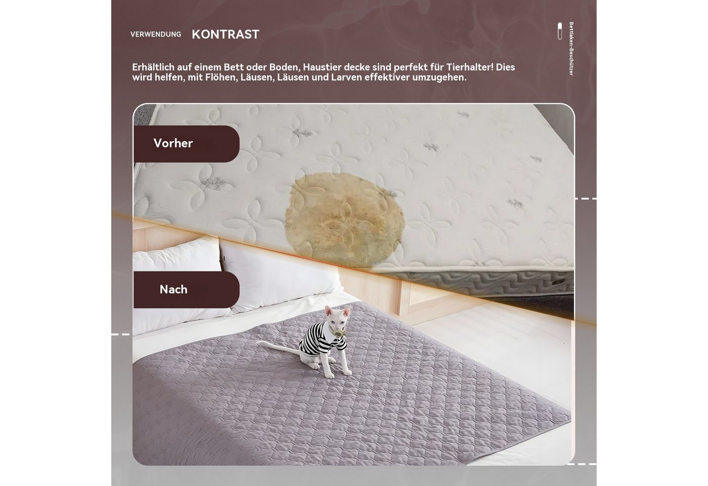 Thumbnail - PODOFO Tierdecke Wasserdichte Hundedecken, Waschbar Rutschfest Decke für Sofa&Bett&Auto, Größe: 75 * 180 cm