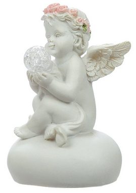 NO NAME LED Dekofigur Engelfigur mit Rosenkranz im Haar und einer LED-Kugel in der Hand, LED fest integriert, LED