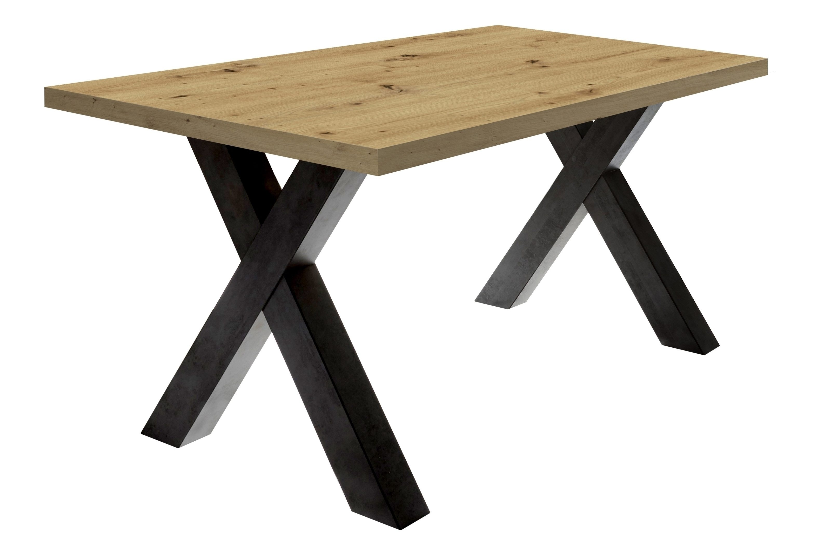 freiraum Esstisch Big System, in schwarzstahl / asteiche - 140x75x90cm (BxHxT)