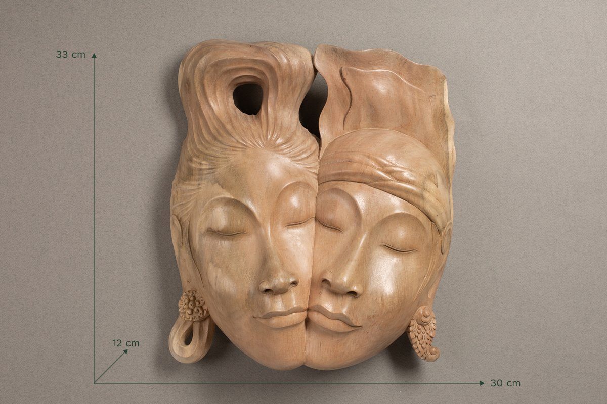Wandskulpturen Vollholz Rikmani handgearbeitete Holzmaske, Wand Maske aus Wanddekoobjekt Wanddeko - Deko