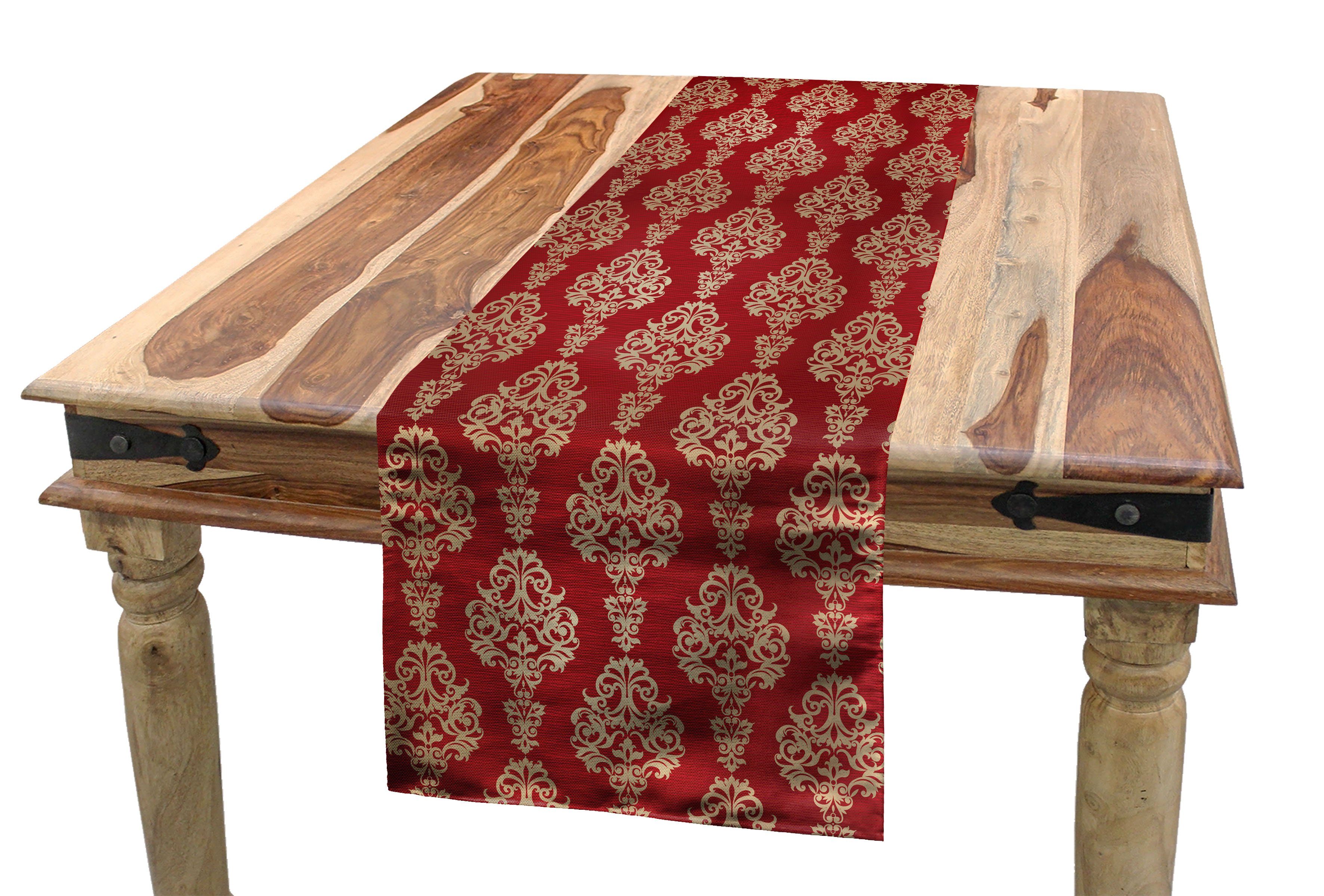 Tischläufer, Abakuhaus Küche Dekorativer Tischläufer Warm-Strudel-Motiv Rechteckiger Oriental Damast Esszimmer