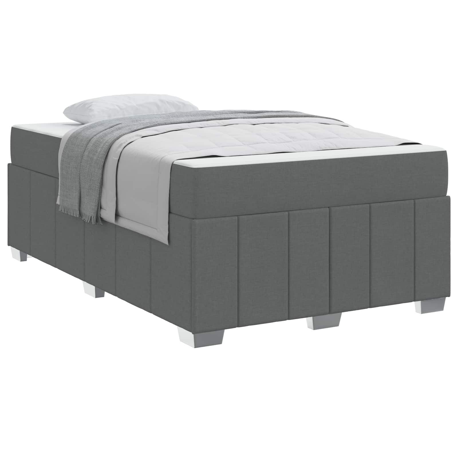 vidaXL Bett Bettrahmen mit Matratze Dunkelgrau 120 x 200 cm Stoff (1-tlg)
