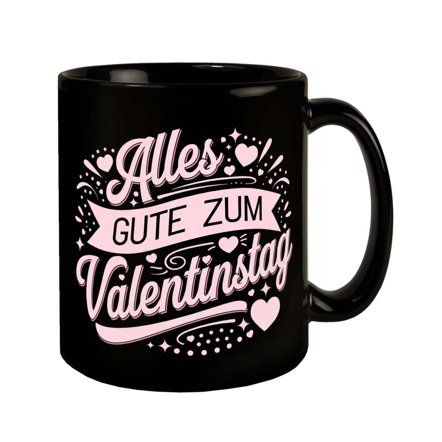 speecheese Tasse Alles Gute zum Valentinstag mit rosa Herzen Tasse
