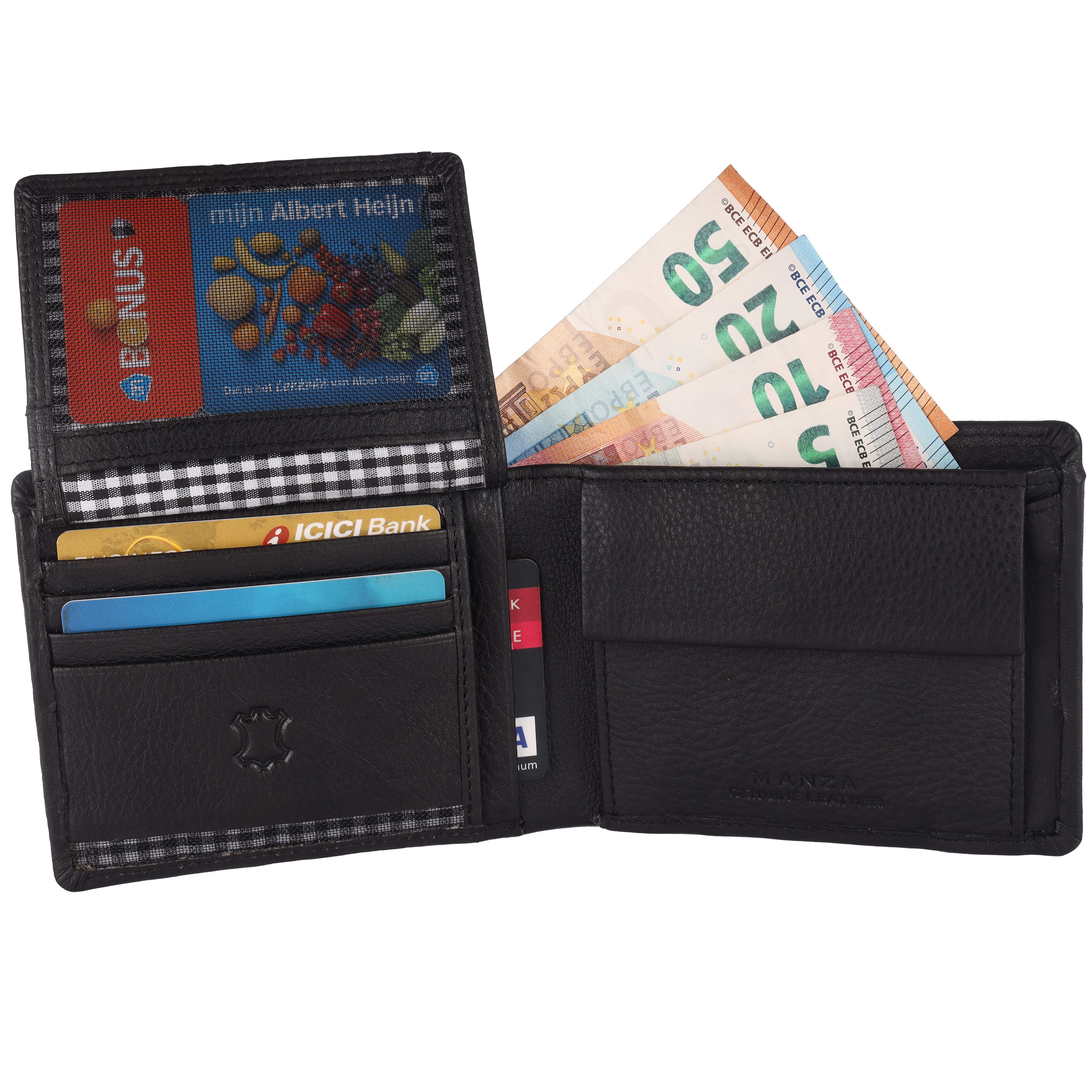 Manza Mini Geldbörse Geldbörse Herren Querformat Portemonnaie Echtes Leder günstig online kaufen