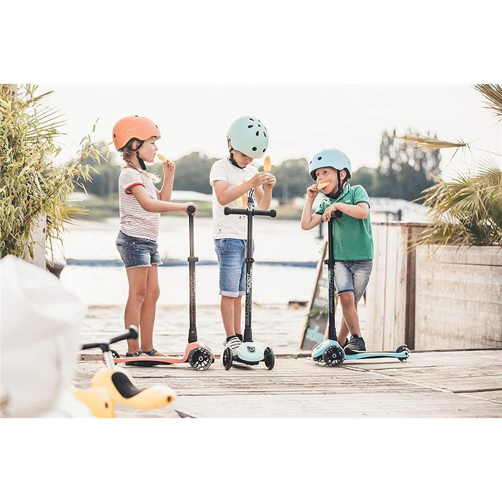 Roller Leuchträder, Scoot Peach, Dreiradscooter mit 3 LED Ride Kinderroller, Highwaykick and höhenverstellbar,