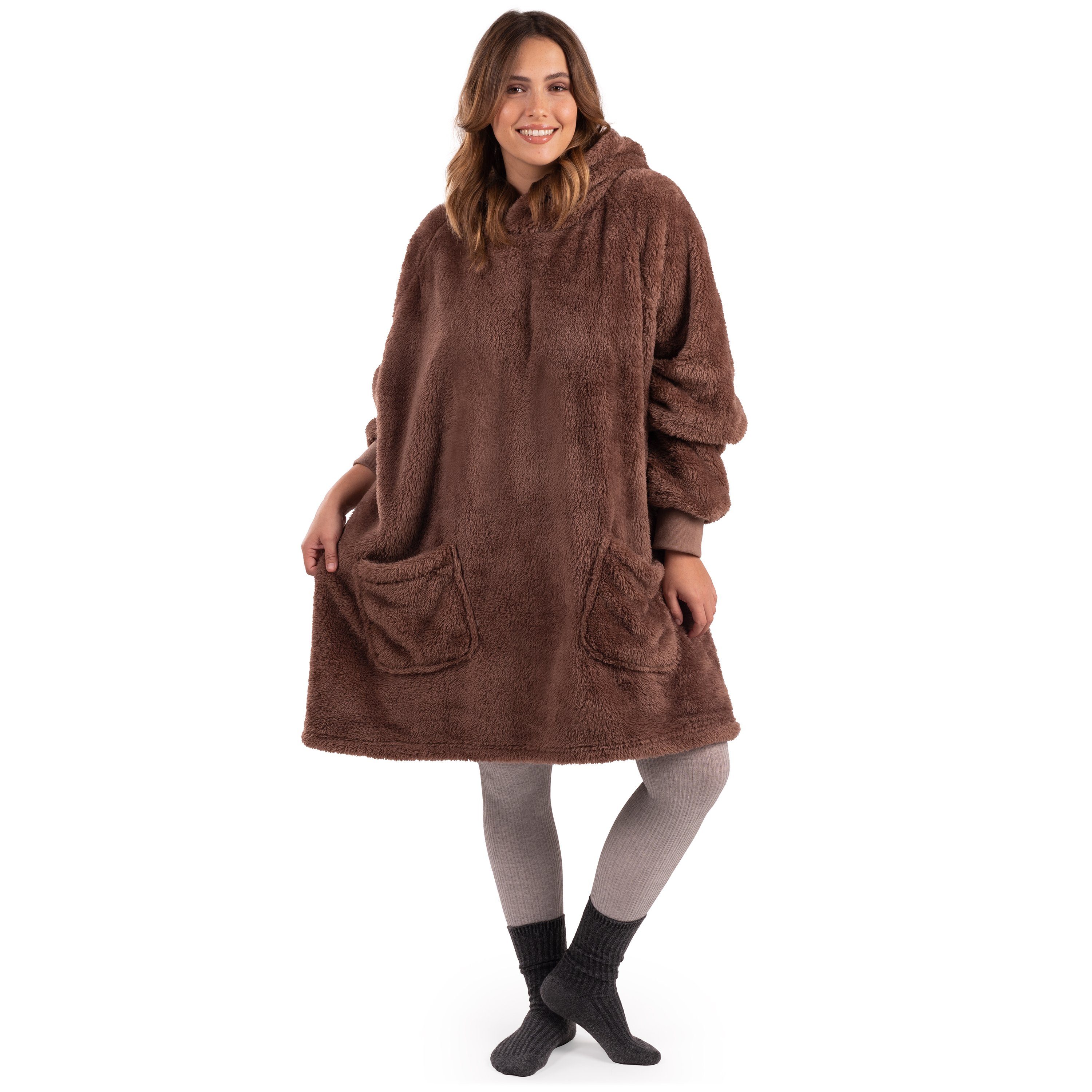 Blumtal Hoodie Ärmeldecke Unisex - flauschig mit Ärmeln - OEKO-TEX zertifiziert mit Ärmeln und Fußtasche
