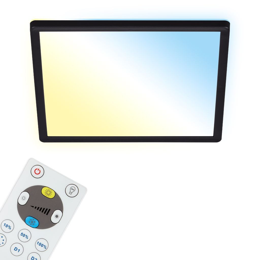 Briloner Leuchten LED Deckenleuchte 7081-015, Dimmfunktion, LED fest integriert, 2700K - Extra-Warmweiß, Deckenlampe, 29,3x29,3x2,8cm, Schwarz, 18W, Wohnzimmer, Schlafzimmer