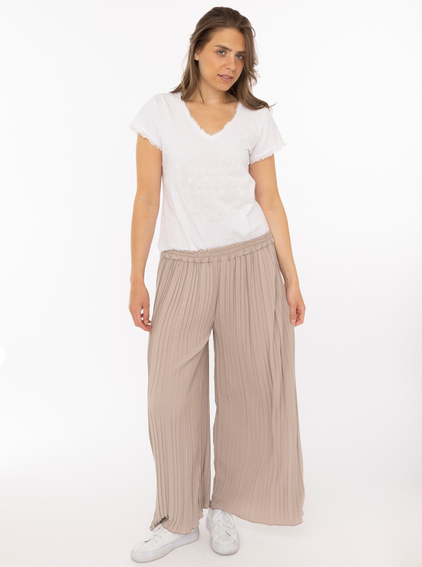 Zwillingsherz Stoffhose "Summer" Plissee-Struktur, lockerer Sitz, elastischer Bund