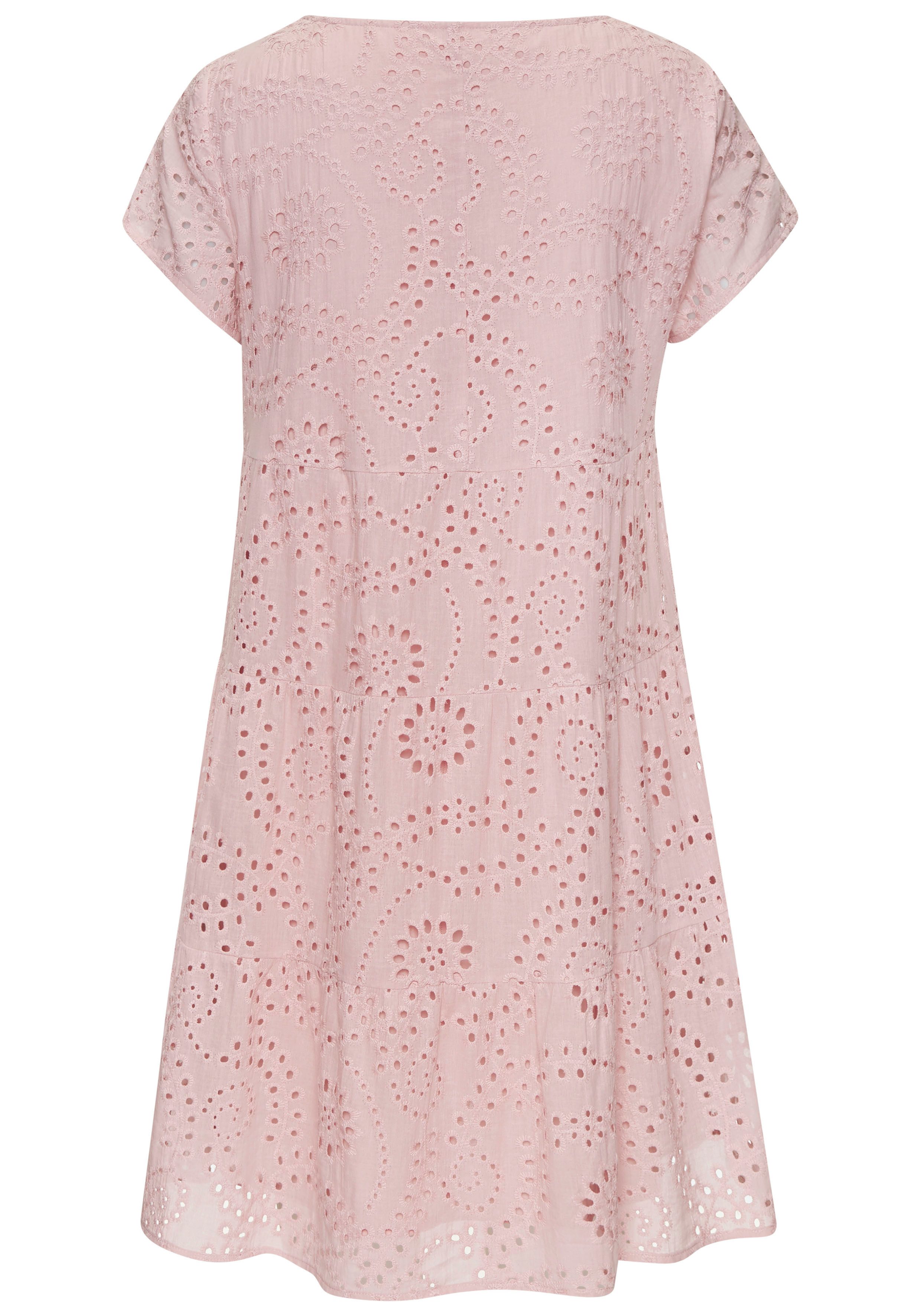 Buffalo Spitzenkleid kurzes Sommerkleid aus Lochstickerei, Eyelet