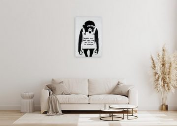 KUNSTLOFT Gemälde Banksy's Laugh now 60x90 cm, Leinwandbild 100% HANDGEMALT Wandbild Wohnzimmer