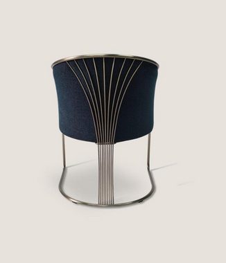 JVmoebel Cocktailsessel Blauer Edelstahl Sessel Einsitzer Stuhl mit Armlehnen Lehnstuhl (1-St., 1x nur Sessel), Made in Europa