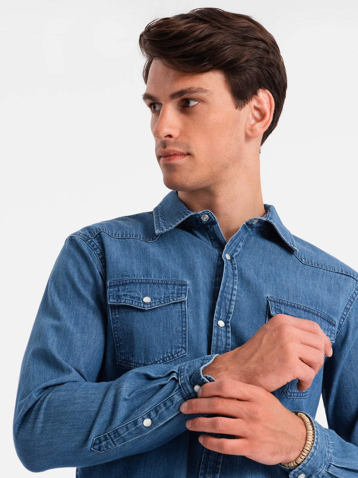 OMBRE Jeanshemd Jeanshemd mit Druckknopfverschluss günstig online kaufen