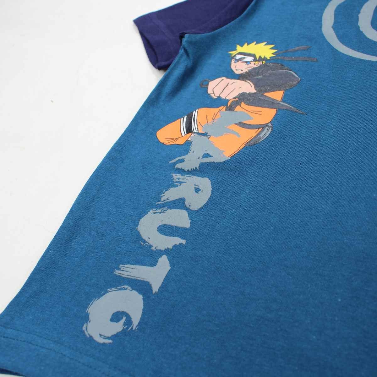 Kinder Shippuden Anime Blau Shirt bis Print-Shirt T-Shirt 104 Naruto Gr. Naruto Jungen Kurzarm 140