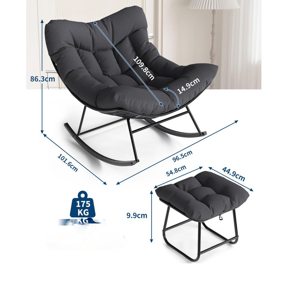 GarveeMore Schaukelsessel Grand Patio Outdoor Schaukelstuhl mit Fußhockel M günstig online kaufen