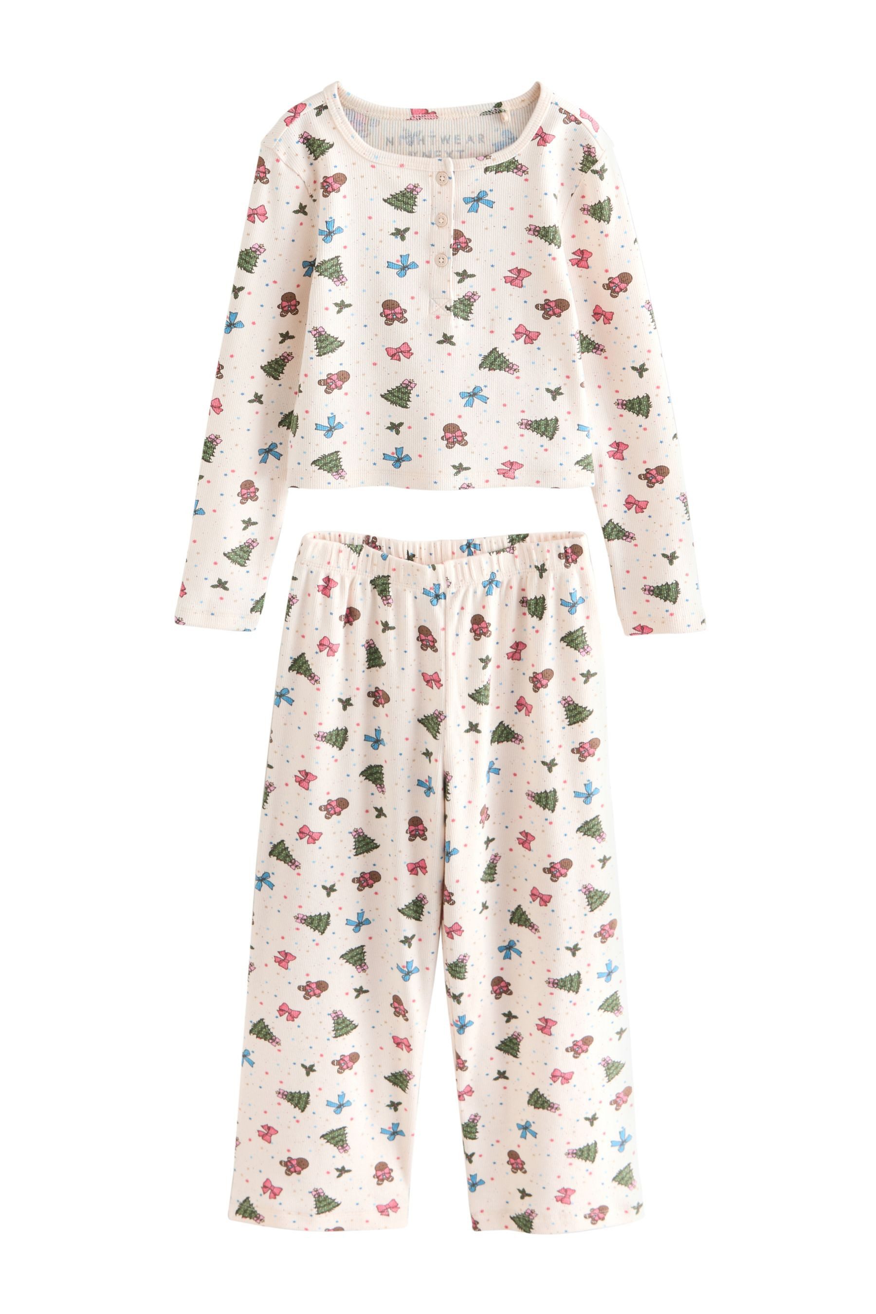 Next Pyjama Schlafanzug mit weitem Bein, Weihnachts-Print (2 tlg)