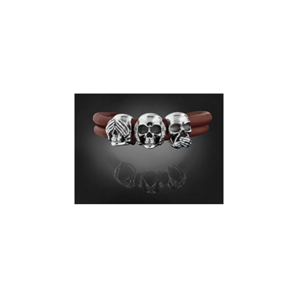 Nichts Hören Nichts Sehen Nichts Sagen Totenköpfe Tattoo Armband Set Komplettarmband, Single Medium, Totenkopf "Nichts hören