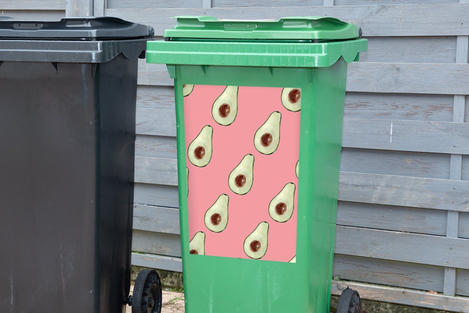 MuchoWow Mülleimer-aufkleber, Mülltonne, - Container, Farbe St), Rosa (1 Avocado Sticker, Wandsticker Abfalbehälter -