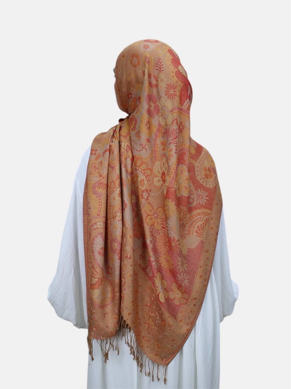 Aymasal Hijab Flower Pashmina Muster Hijab Kopftuch Schal Fransentuch Hidschab Islam (Einzeln, Einzelartikel) Flower Pashmina Hijab 100% Viscose 175x70 cm Türkis