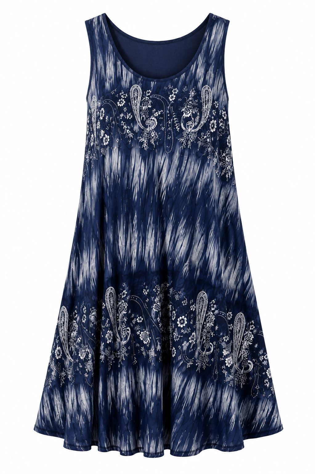 ITALY VIBES Sommerkleid - modisches Viskosekleid ärmellos mit Paisley Print für Damen ONE SIZE - passend für Größen M bis XL