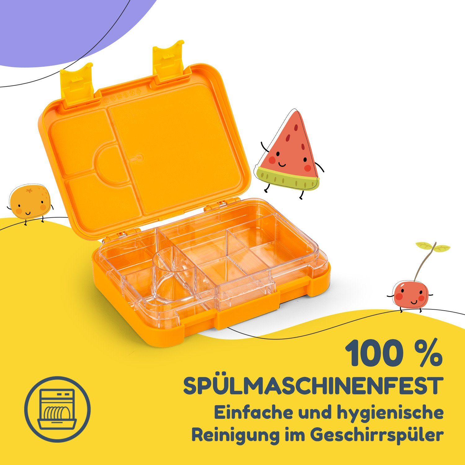 Klarstein Forest Frischhaltedose (Packung) Kunststoff, Orange Lunchbox, junior