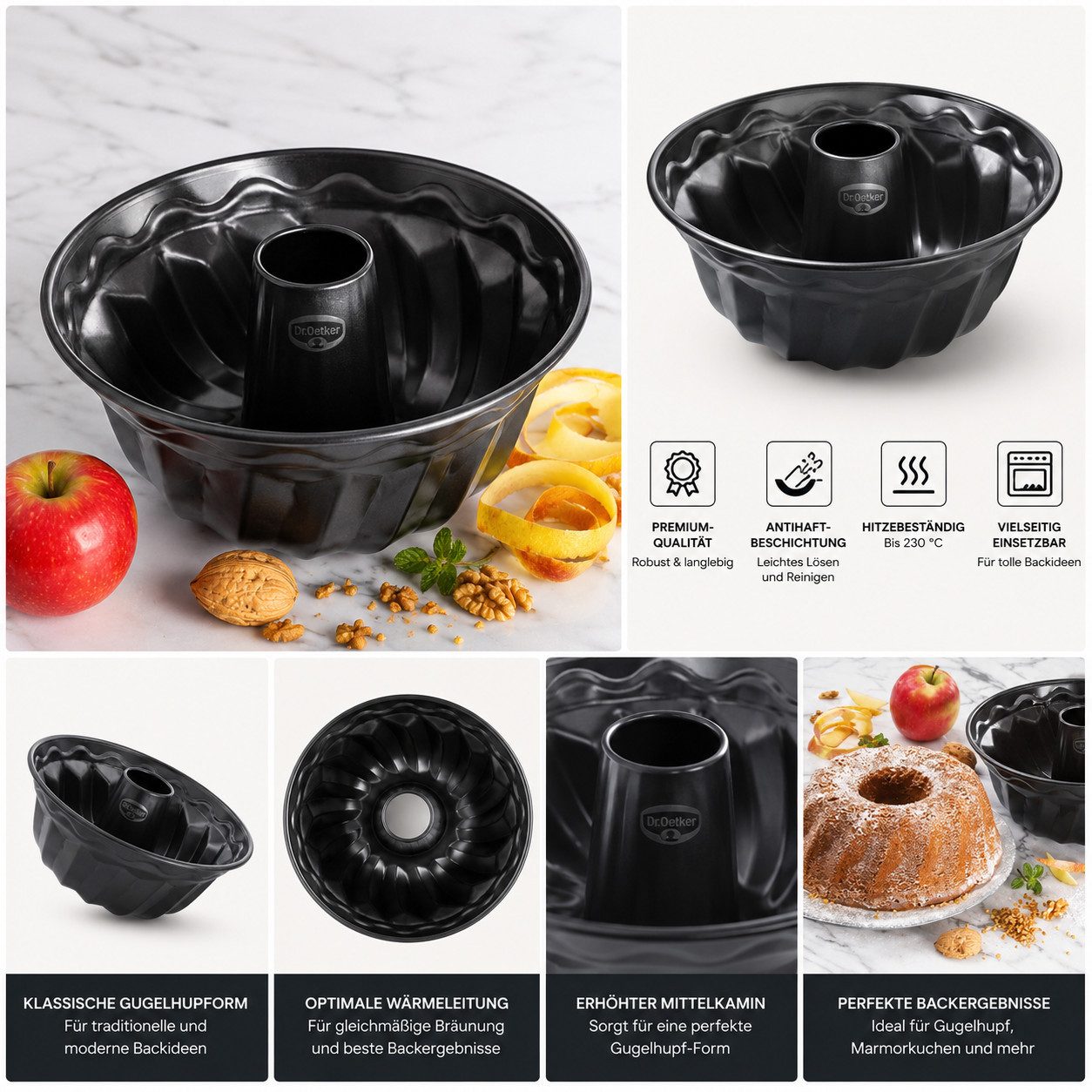 Dr. Oetker Küchenhelfer Gugelhupfform Gugelhupfform Kuchenform Backform 22 cm Dr. Oetker Back Freude 2519