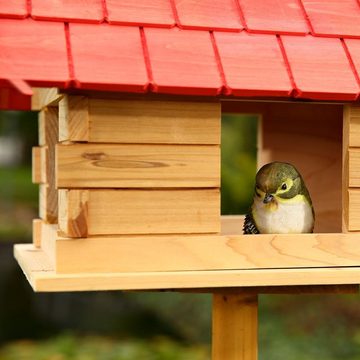 Feel2Home Vogelhaus Vogelhaus Vögelhäuschen Holz Vogelfutterhaus Futterhaus XXL Vogelvilla, Dachschindeln und Haus sind lasiert