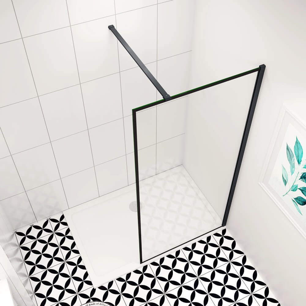 Thumbnail - duschspa Duschwand Schwarz 8mm ESG Glaswand Walk in Dusche Trennwand Duschwand, Einscheibensicherheitsglas, Sicherheitsg...