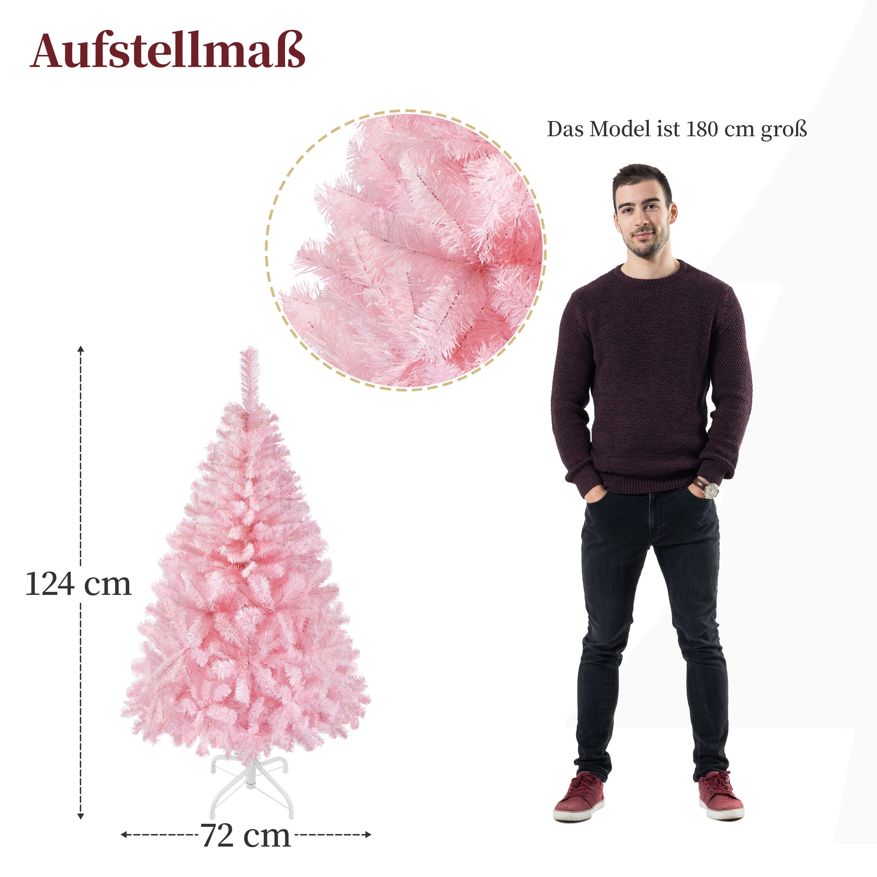 Yaheetech Künstlicher Weihnachtsbaum 61-214 cm (H), Tannenbaum, 124cm Weihnachtsbaum mit 208 Spitzen & Faltbarem Metallständer – Bild 4 von 5
