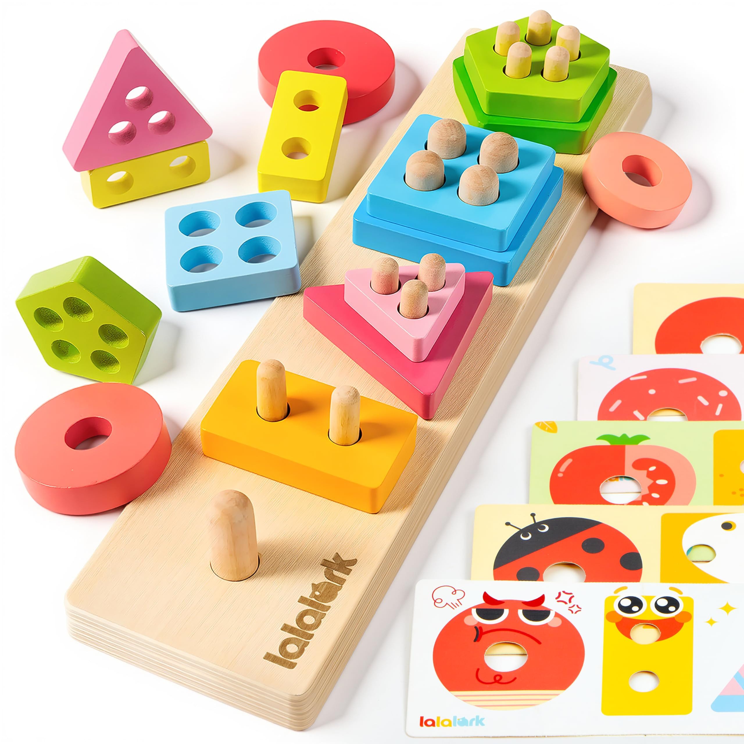 lalalark Stapelspielzeug Lalalark Montessori Spielzeug Steckpuzzle Holzspielzeug, (5-tlg)