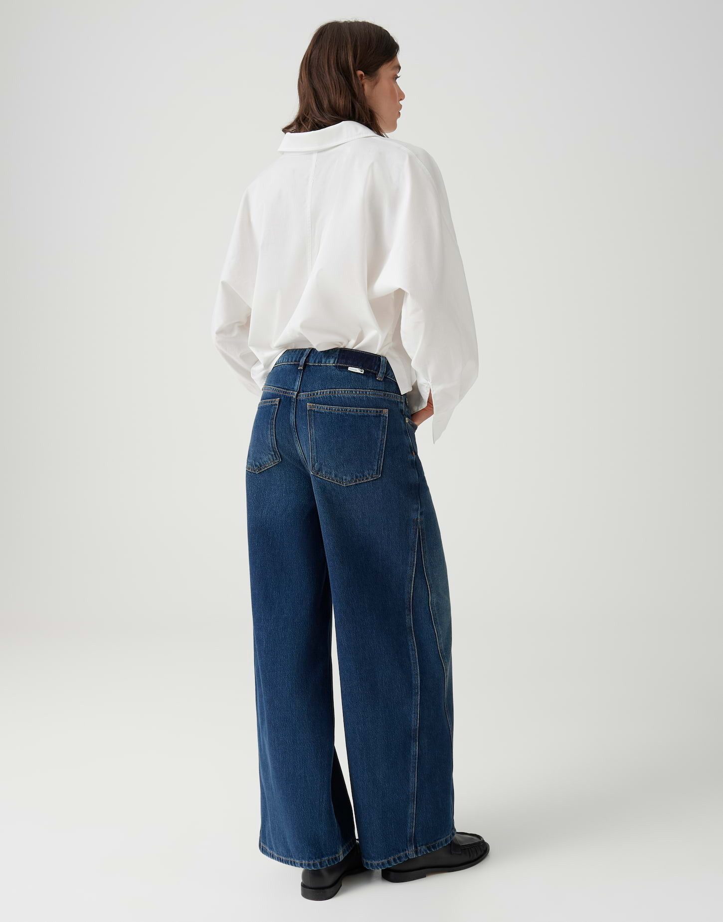 OPUS Weite Jeans MEDDY LOOSY Wide Leg Jeans Low Rise Keileinsatz in der Seite