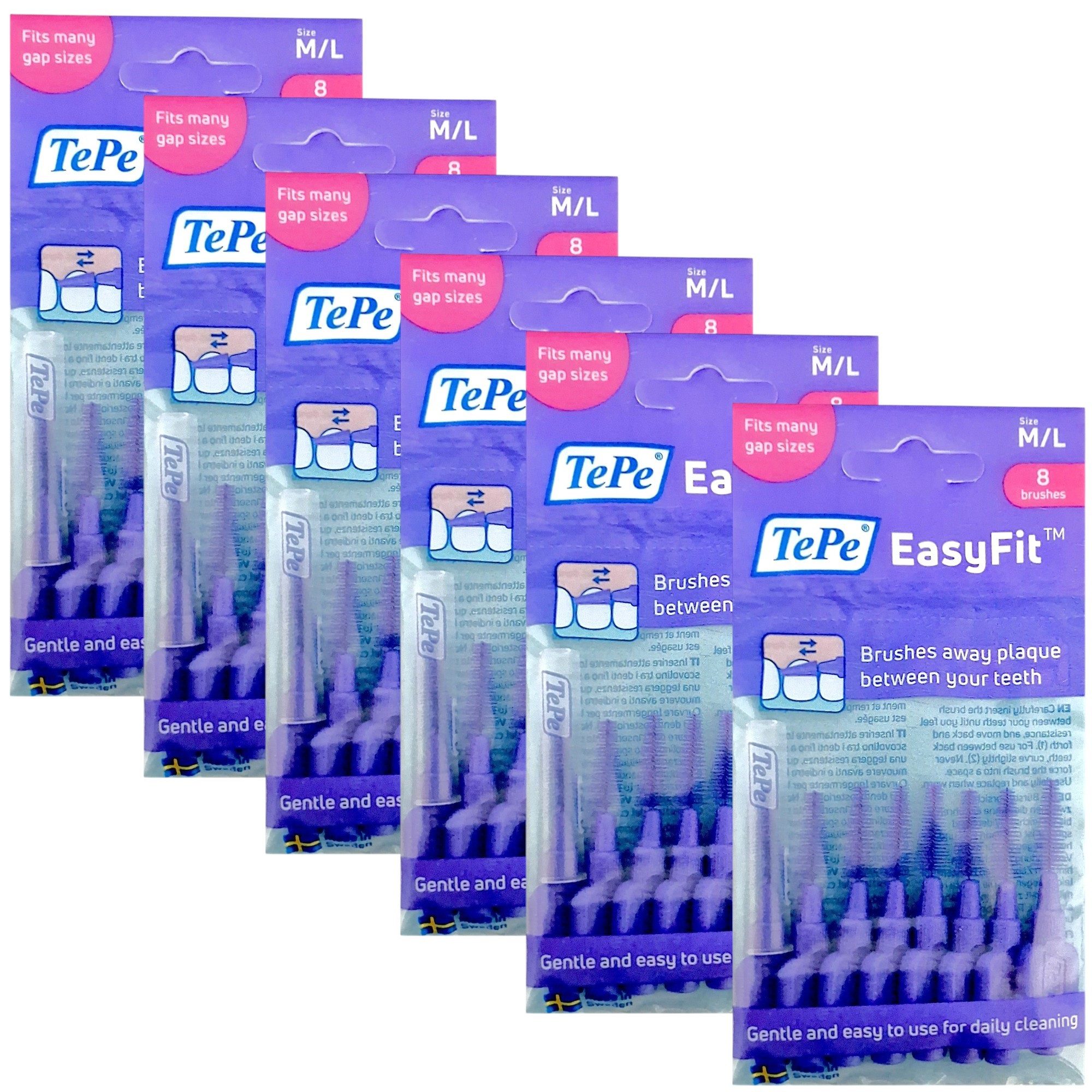 TePe Interdentalbürsten 6x TePe EasyFit M/L - lila 6x 8 Stück