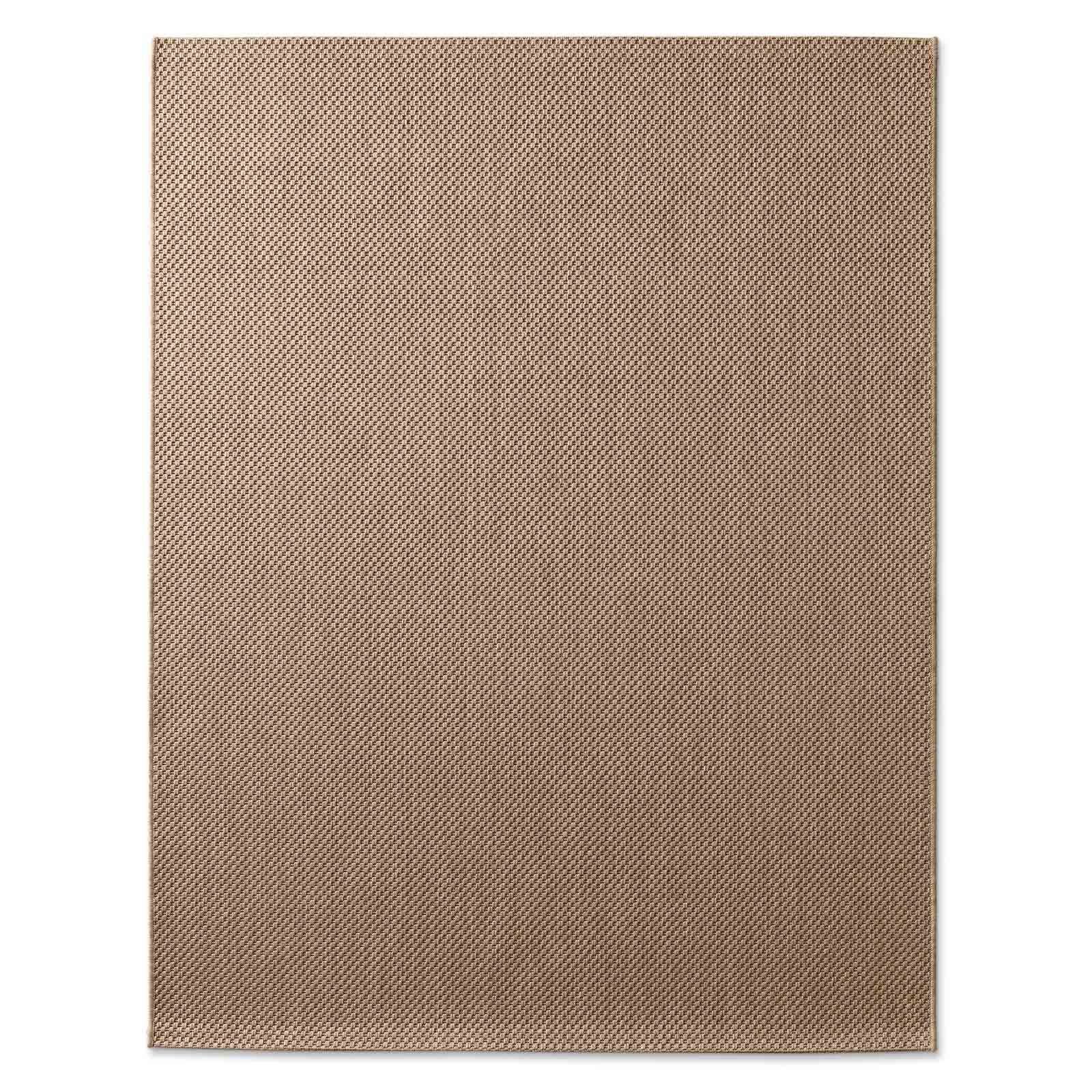 TaraCarpet Teppich Regina Teppich aus robustem Flachgewebe für In und Outdoor, rund, Höhe: 7 mm, Küche Wohnzimmer Terrasse Garten Balkon uni beige 120X120