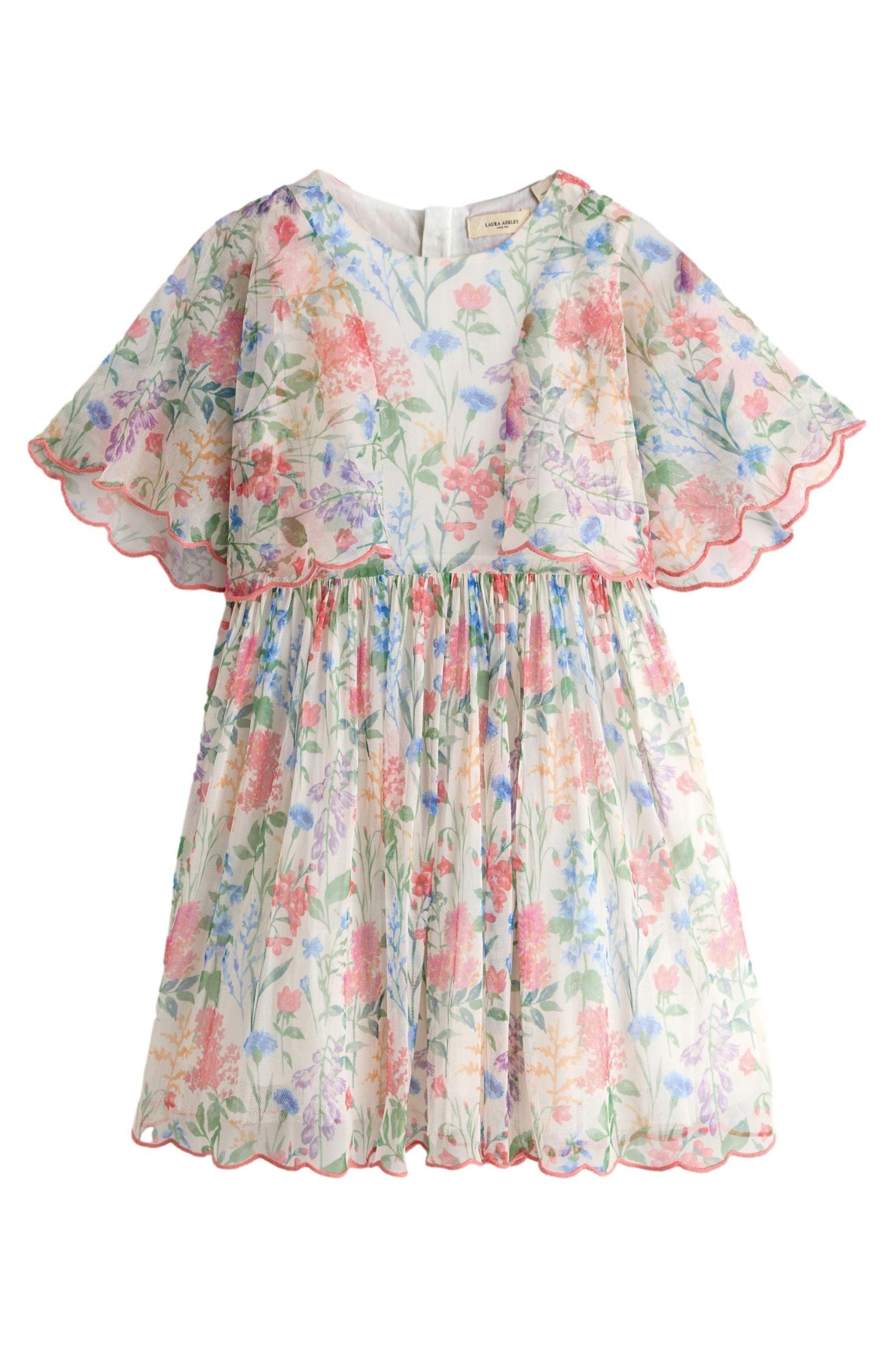 Tüllkleid Laura Ashley Kleid mit Print, Mesh und Cape