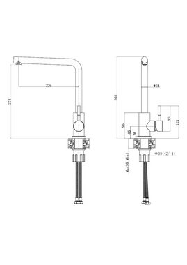 GURARI Küchenspüle SR 100 - 601 W +5553E2, CROWN, 50.5/50.5 cm, (2 St), Einbau Granitspüle Retro Design +Edelstahl Armatur
