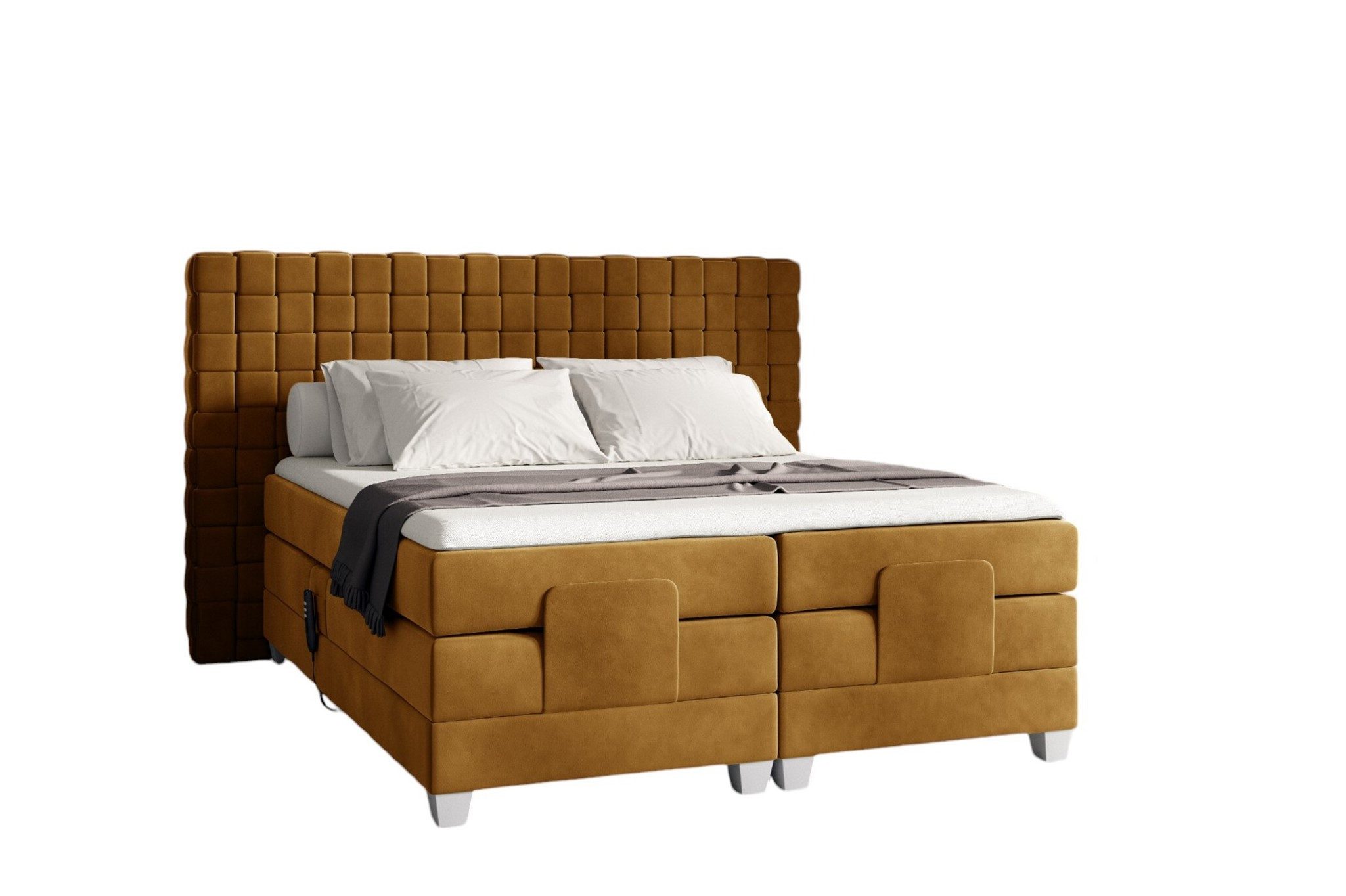 Fun Möbel Boxspringbett Schlafzimmerbett VIDAL Elektrisch in Stoff Fresh (inkl. Topper), Matratzen elektrisch verstellbar