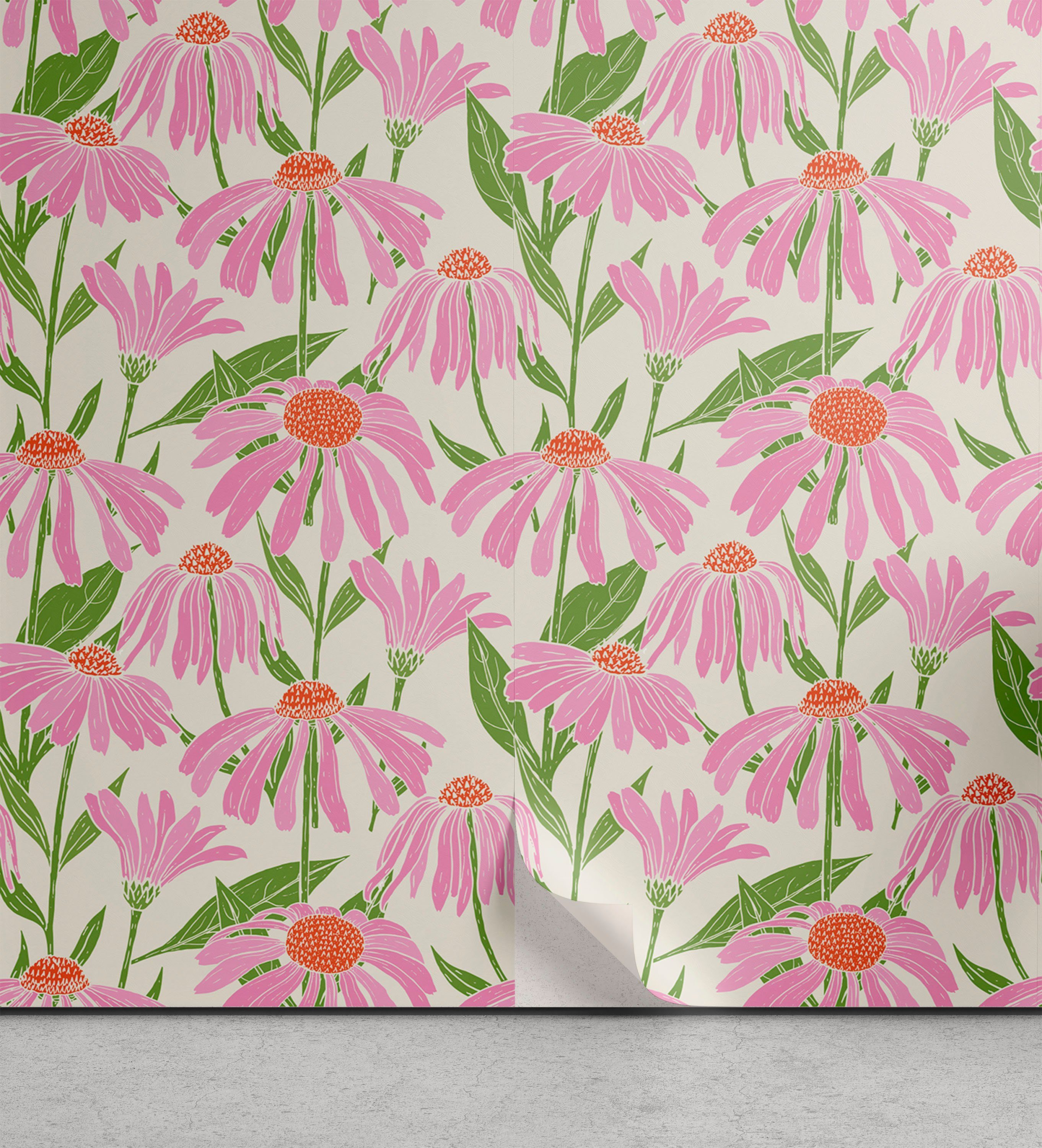 Abakuhaus Vinyltapete selbstklebendes Wohnzimmer Küchenakzent, Garten-Kunst Rosa Echinacea Blumen