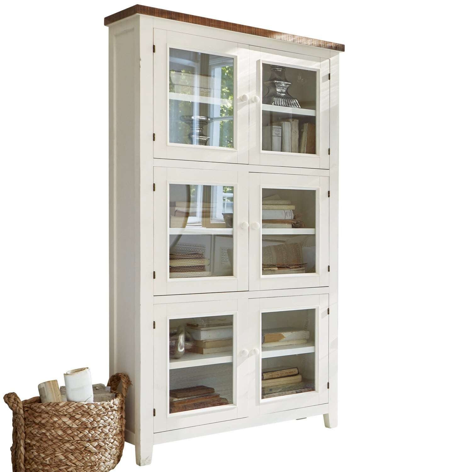 Mirabeau Vitrine Schrank Yukon antikweiß
