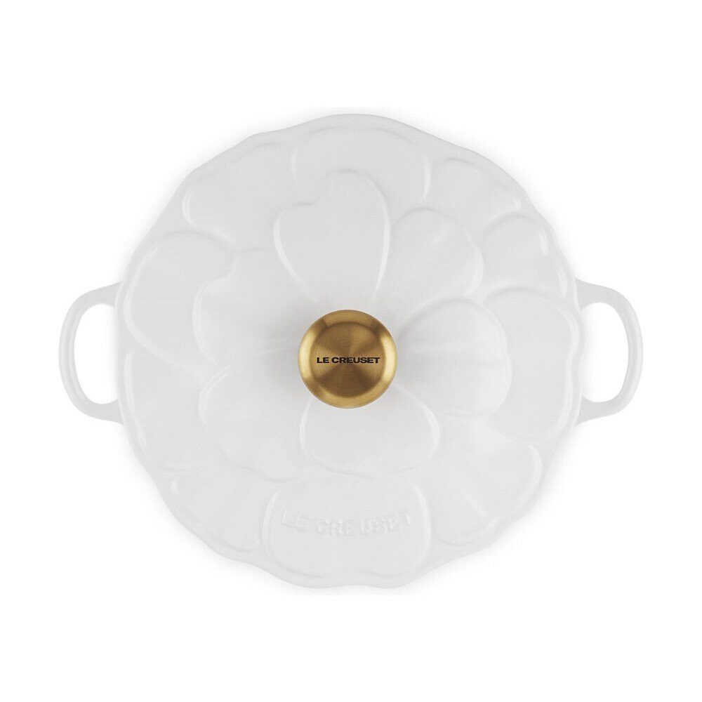 LE CREUSET Kochtopf Gourmet-Profitopf Blume 26 cm Weiß, Gusseisen, Gourmet-Profitopf Blume, Ø26cm, Gusseisen, Weiß
