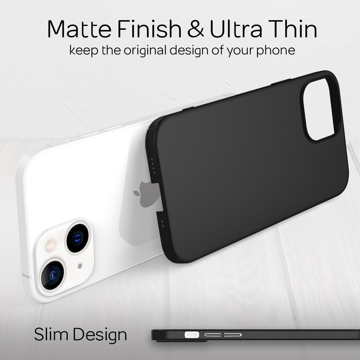 Nalia Smartphone-Hülle Apple iPhone 13 Mini 13,7 cm (5,4 Zoll), Ultra Dünne 0,5mm Hülle / Mattes Hardcase / Silk Touch / Extra Leicht