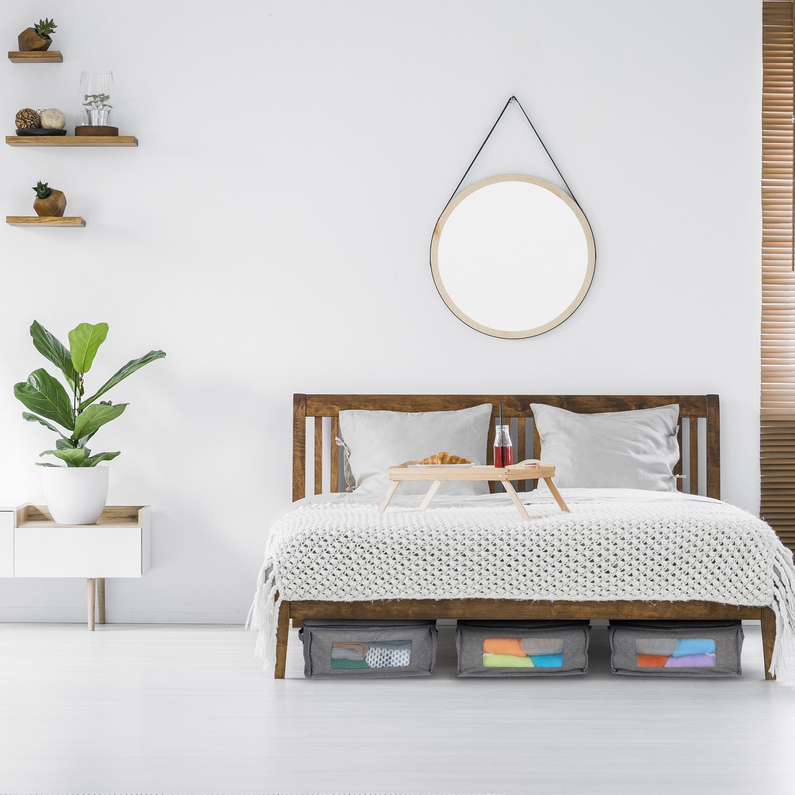 relaxdays Unterbettkommode Aufbewahrungstasche 3er Set (3 St), grau – Bild 5 von 5