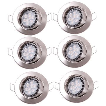 etc-shop LED Einbaustrahler, LED-Leuchtmittel fest verbaut, Warmweiß, LED Einbaustrahler rund Einbauleuchten Deckenleuchten 6er Set-