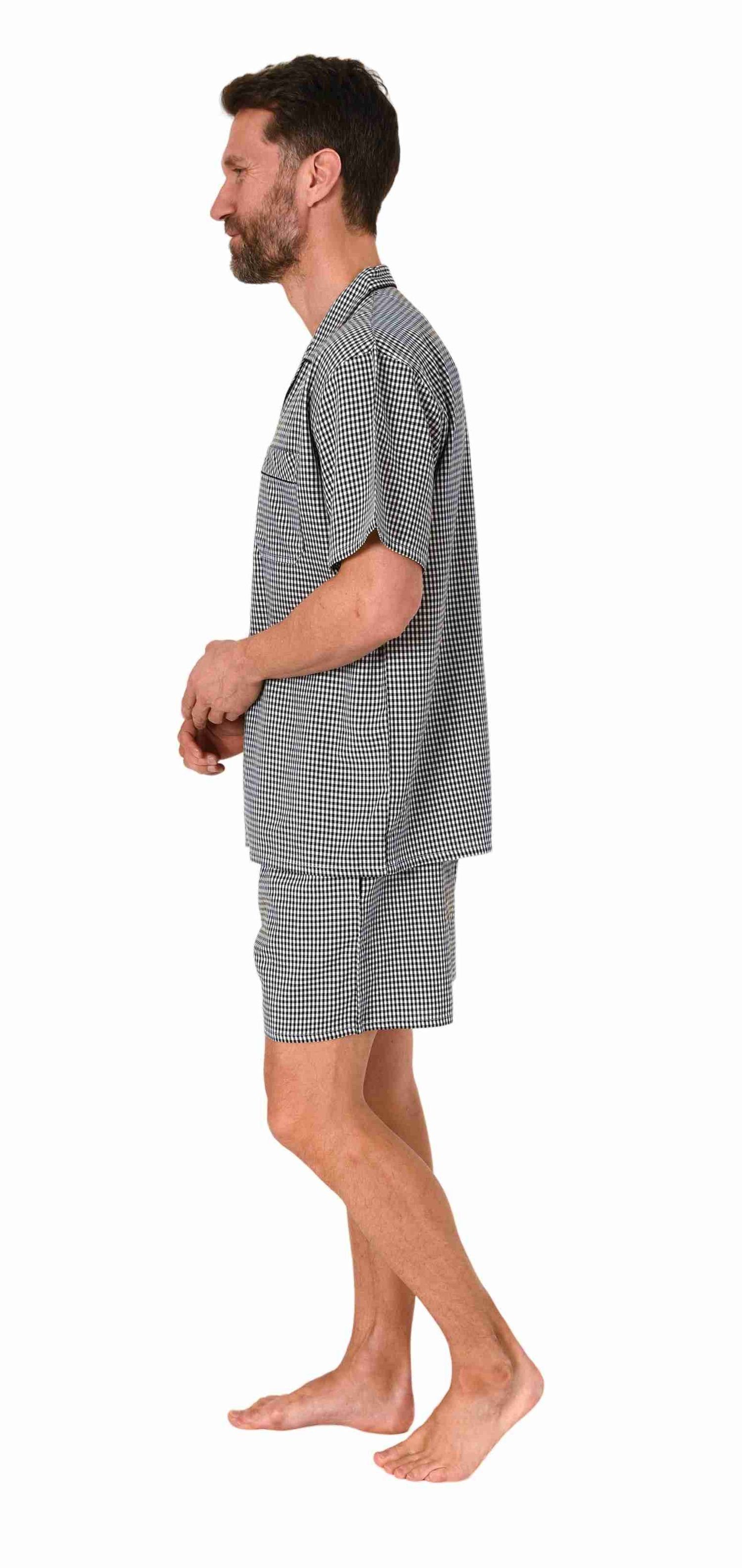 Normann Pyjama Herren Schlafanzug Shorty Pyjama kurzarm gewebt zum Knöpfen günstig online kaufen