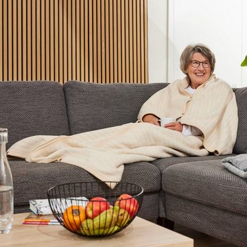 Wohndecke Fano, IBENA, Wohnmantel mit Druckknöpfen, Kuscheldecke