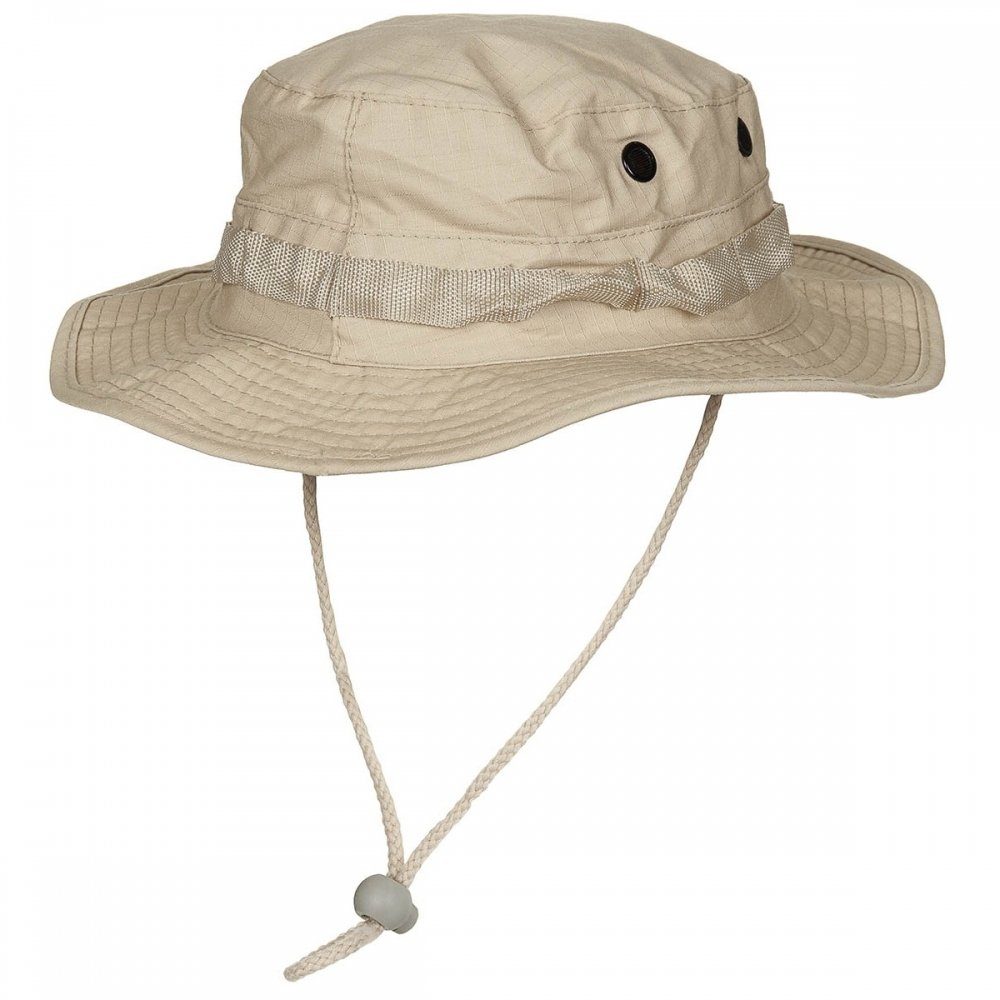 Buschhut, mit Schlaufen Outdoorhut (Packung) - GI Boonie, Kinnband, MFH Stop, US GI umlaufende L khaki Rip