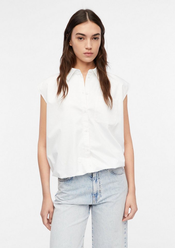 comma Blusentop Bluse Blusentop mit Ballonsaum