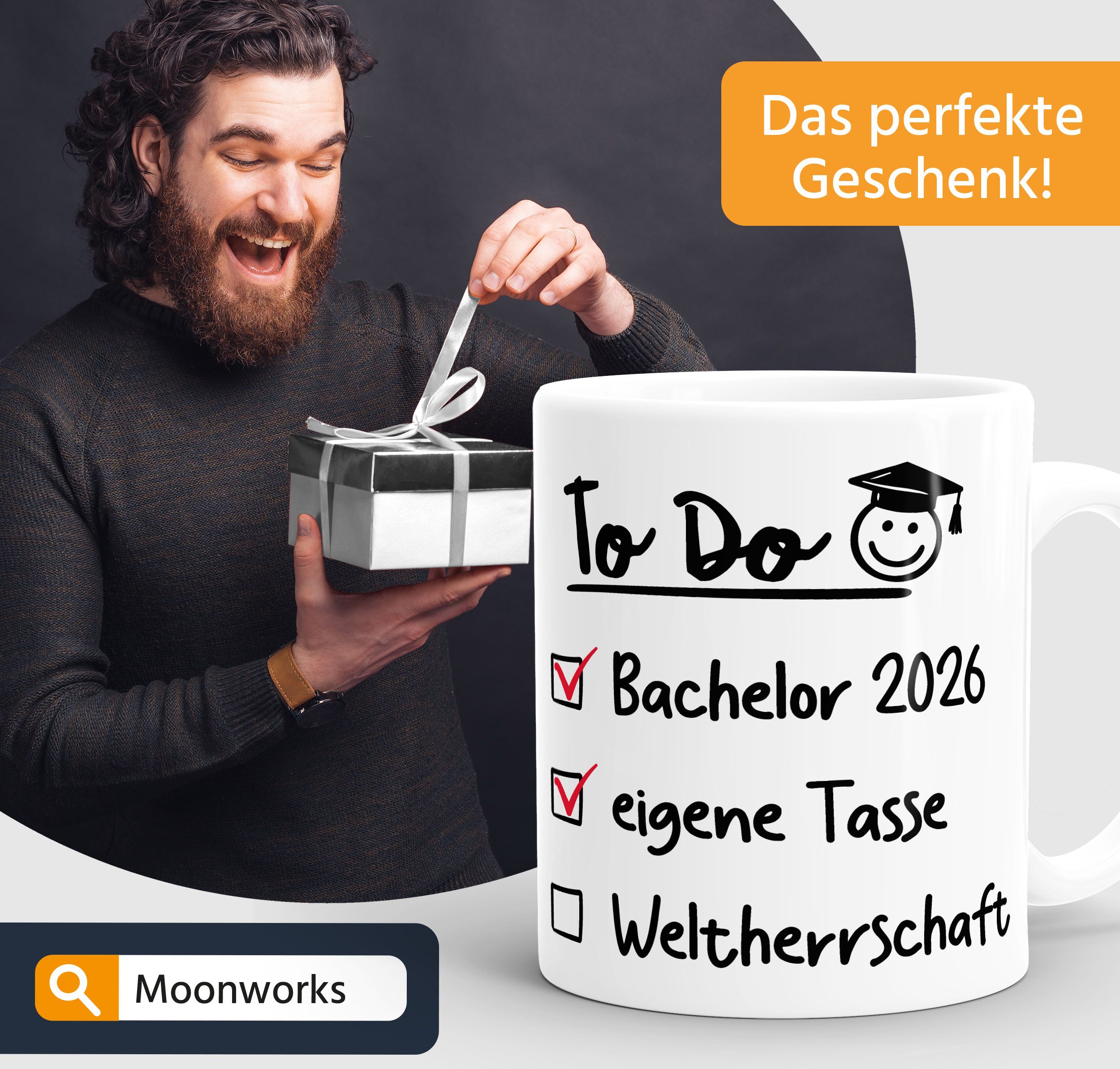 MoonWorks Tasse Kaffee-Tasse Geschenkidee Bachelor 2026 - Abschluss Geschenke Männer, Keramik – Bild 5 von 5
