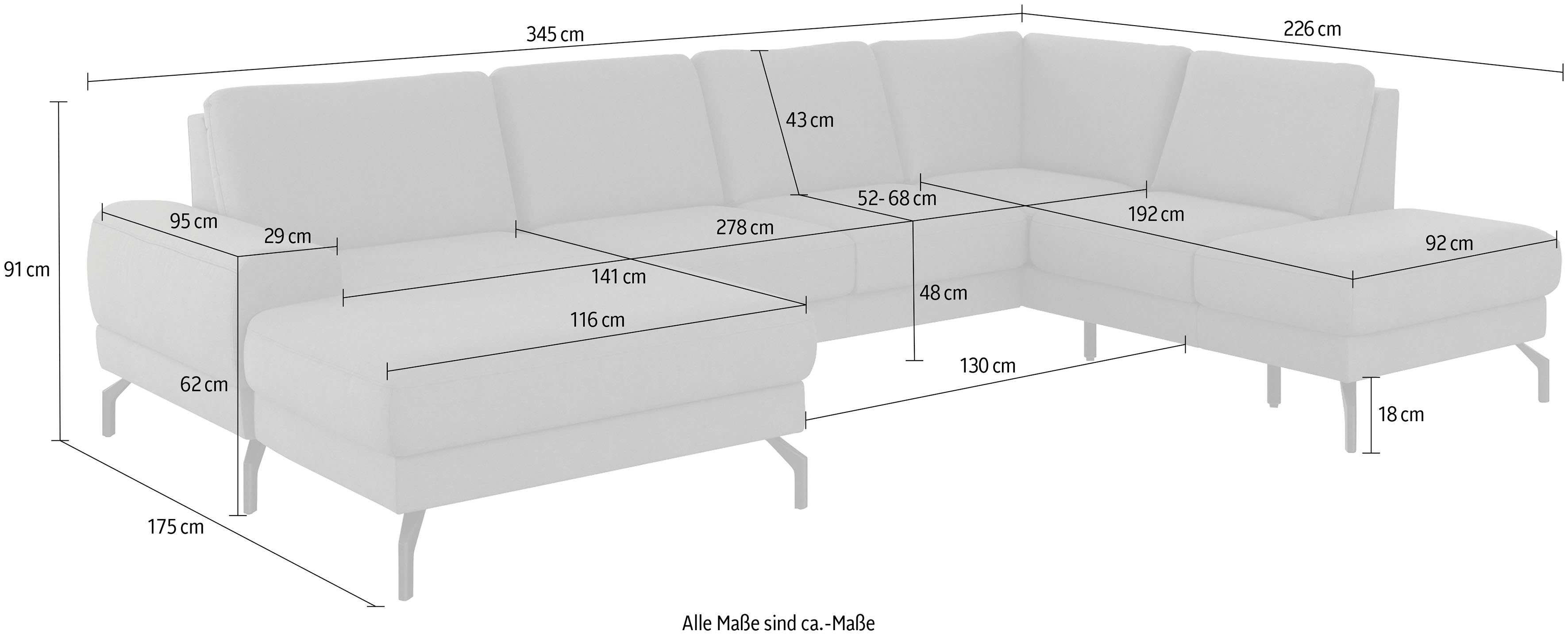 sit&more Wohnlandschaft Cinturo U-Form, inklusive Sitztiefenverstellung und Federkern, Sitzhöhe 48 cm