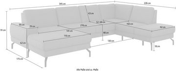 sit&more Wohnlandschaft Cinturo U-Form, inklusive Sitztiefenverstellung und Federkern, Sitzhöhe 48 cm