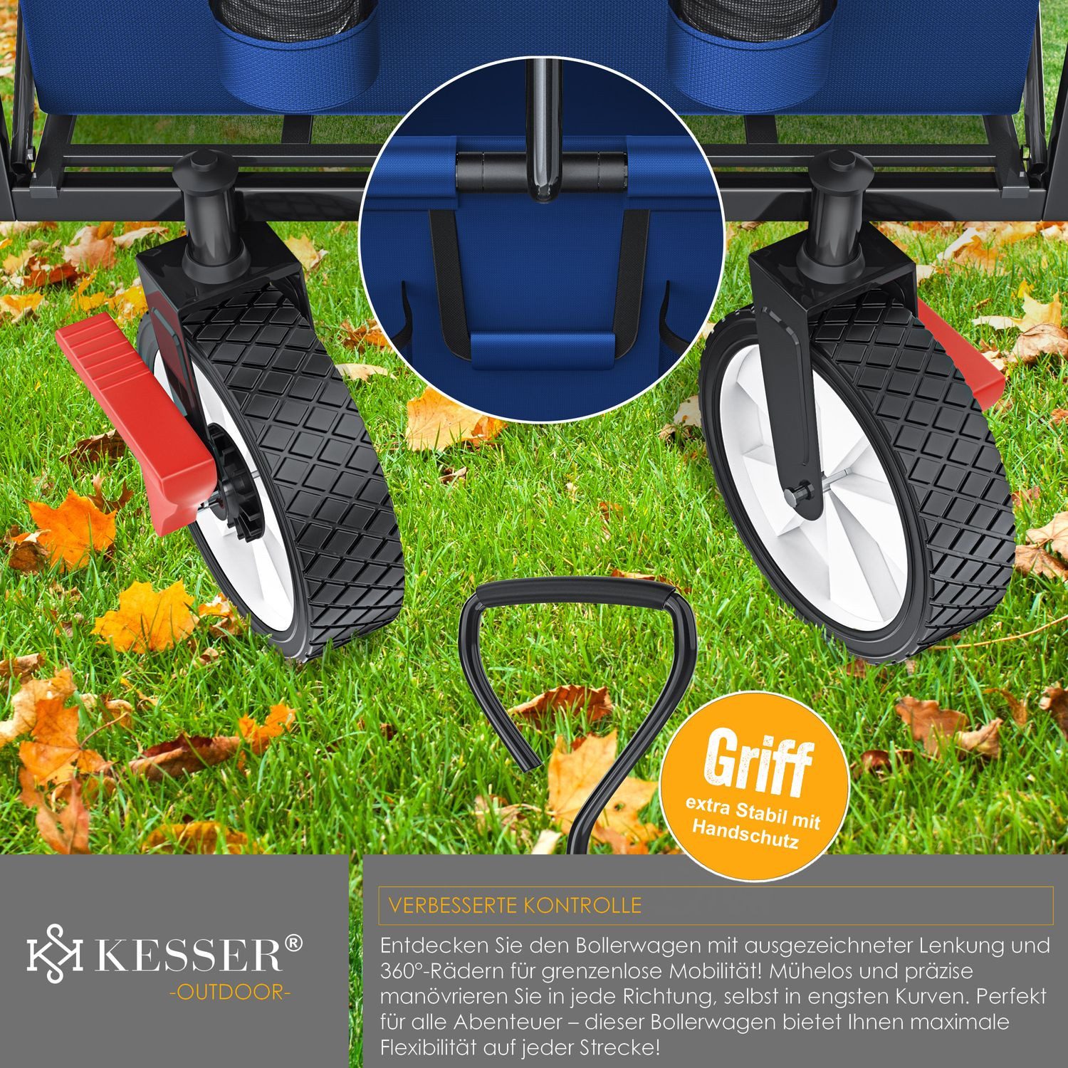 KESSER Bollerwagen, Bollerwagen faltbar mit Dach Handwagen Transportkarre Geräte
